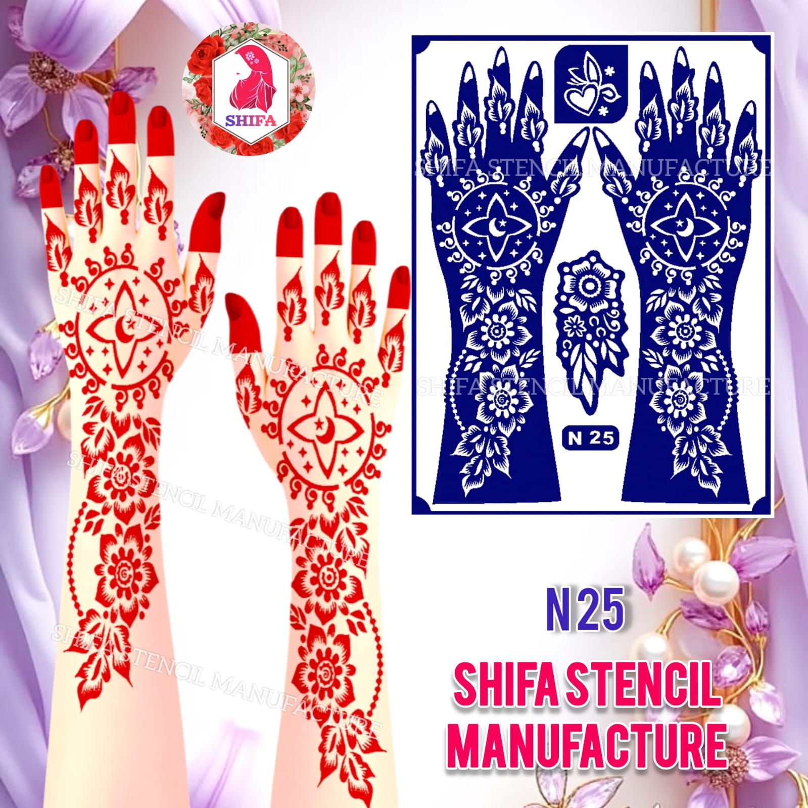 N25 Celestial Floral Grace - Sticker Overview - Shifa Stencil Manufacturer